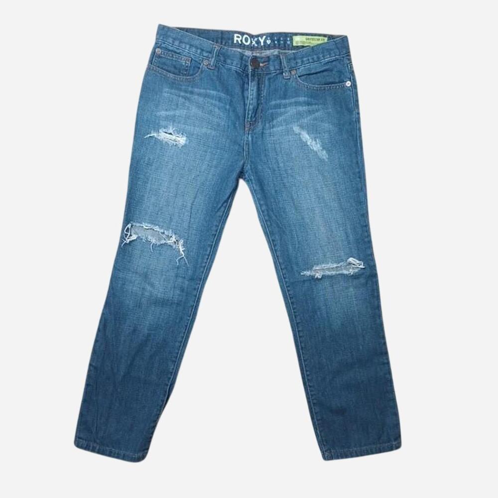 Roxy Boyfriend Fit Distressed Blue Jeans size 7